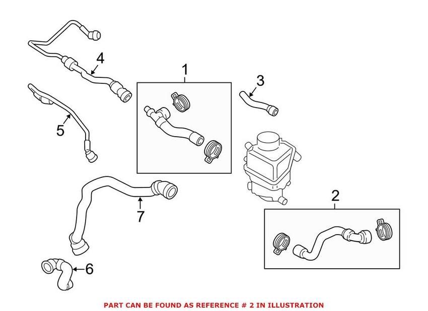 BMW Turbocharger Coolant Expansion Tank Hose - Lower 17127584405